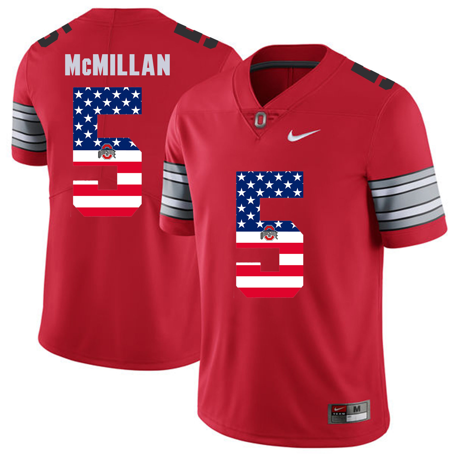 Men Ohio State #5 Mcmillan Red Flag Customized NCAA Jerseys->->Custom Jersey